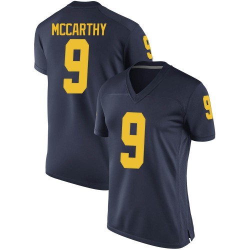 J.J. McCarthy Michigan Wolverines Women's NCAA #9 Navy Game Brand Jordan College Stitched Football Jersey YFB5454VK